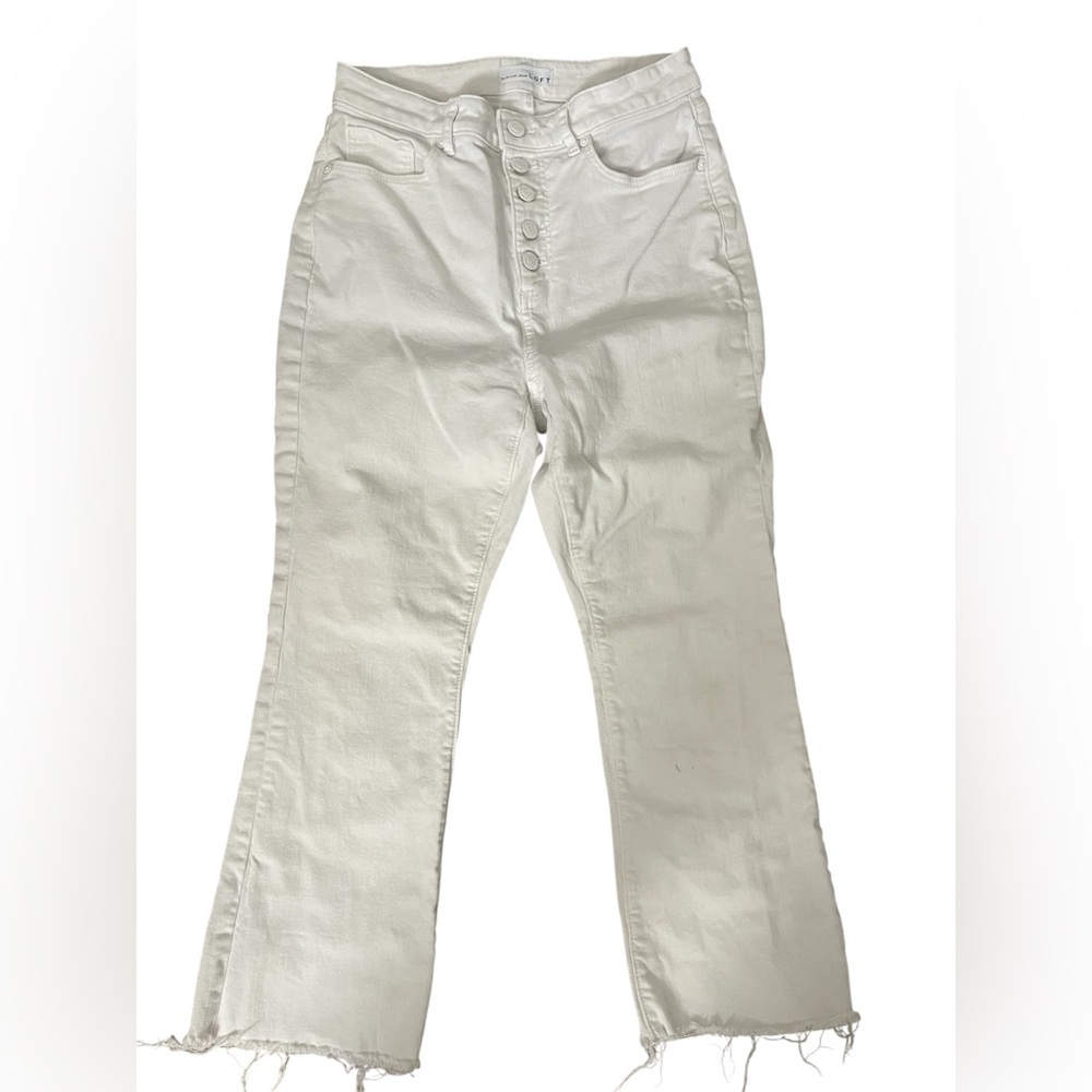 LOFT White Button-Fly Kick Crop Pants